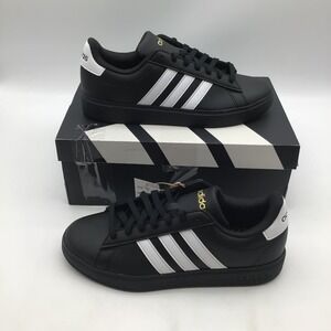 Adidas Grand Court 2.0 Mens Sneakers Black White Gold JR0546 Size 8.5 NEW